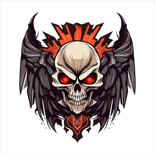 Totenkopf Emblem Vektor Logo Aggressiver Menschlicher Schädel — Stockvektor