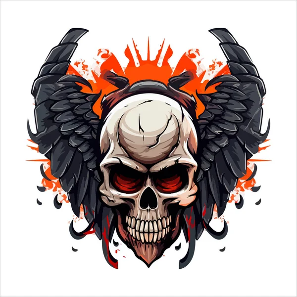 Totenkopf Emblem Vektor Logo Aggressiver Menschlicher Schädel — Stockvektor