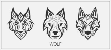 Soyut lüks kurt baş vektör logo tasarım şablonu. Kurt vektör logosu ayarlandı