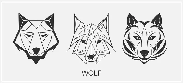 摘要豪华狼头颅向量设计模板 Wolf向量标识集 — 图库矢量图片