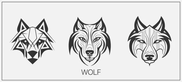 Abstract Luxe Wolf Hoofd Vector Monogram Logo Ontwerp Template Vectorlogotype — Stockvector