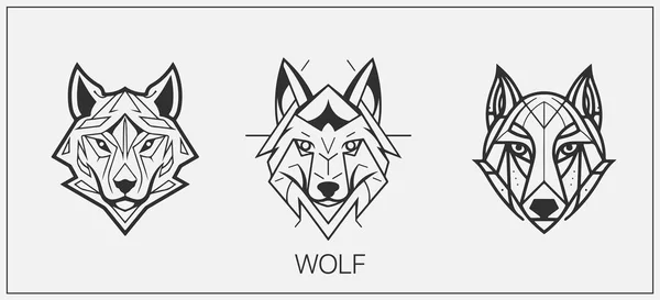 摘要豪华狼头颅向量设计模板 Wolf向量标识集 — 图库矢量图片
