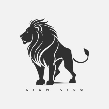 Aslan Kral vektör logosu şablonu. Vahşi hayvan aslanı