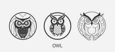 Modern soyut Baykuş logosu şablonu. Baykuş çizgisi sanatı