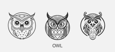 Modern soyut Baykuş logosu şablonu. Baykuş çizgisi sanatı