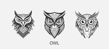 Modern soyut Baykuş logosu şablonu. Baykuş çizgisi sanatı