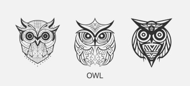 Modern soyut Baykuş logosu şablonu. Baykuş çizgisi sanatı