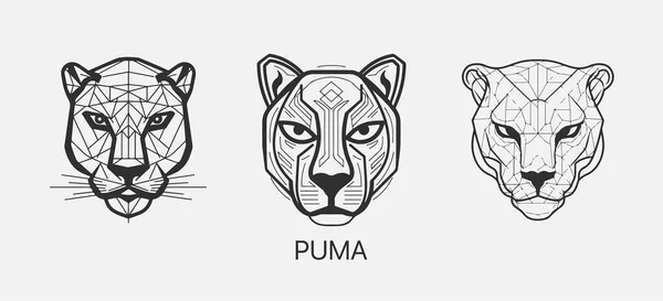 Nowoczesny Abstrakcyjny Wzór Logo Wektora Głowy Puma Lub Jaguara Linia — Wektor stockowy
