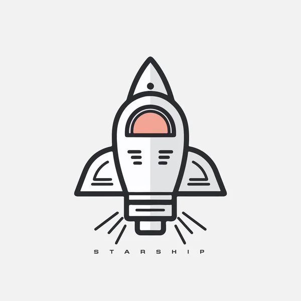 Logo Dell Astronave Space Satellite Retro Shuttle Luna Scoperta Logotipi — Vettoriale Stock
