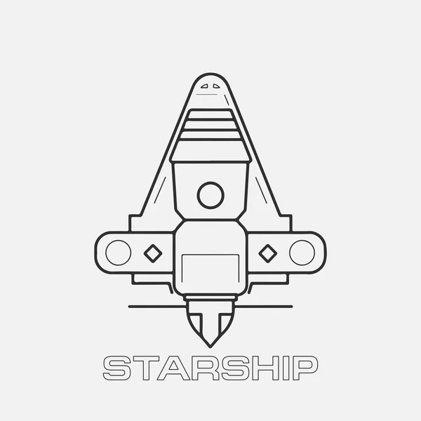Logo Starship Ruang Retro Retro Pesawat Ulang Alik Penemuan Bulan - Stok Vektor