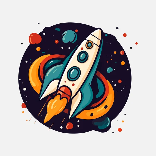 Логотип Зоряного Корабля Космічний Супутник Ретро Шаттл Відкриває Логотипи Значків — стоковий вектор