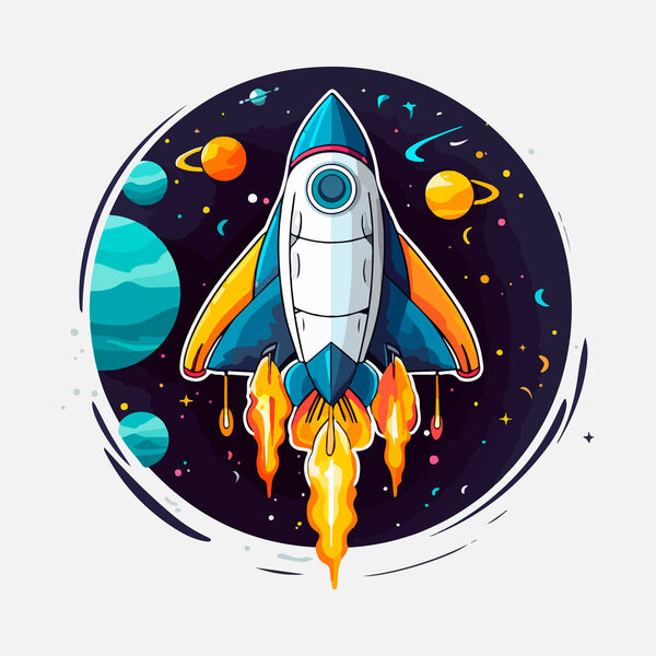 Логотип звездолета. Космические спутники ретро шаттла открытия луны логотипы обсерватории векторные значки изолированы. Иллюстрация шаттла и спутника, космических кораблей и ракет.