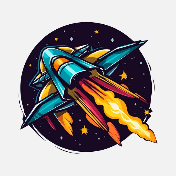 Starship Logo Space Satelite Retro Shuttle Moon Discovery Logotypes Observatory — Stock Vector