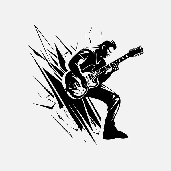 Mann Mit Gitarre Rock Star Punk Musiker Künstler Vektor Illustration — Stockvektor