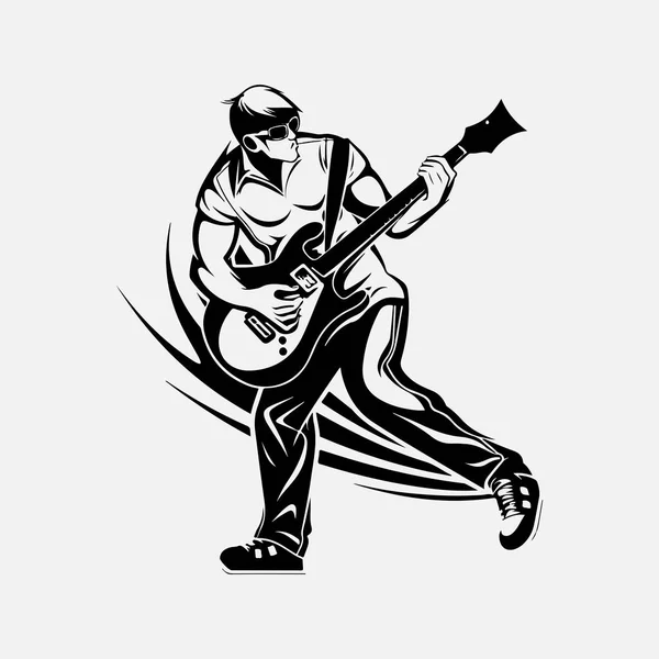 Hombre Con Guitarra Rock Star Idiota Artista Músico Vector Ilustración — Vector de stock