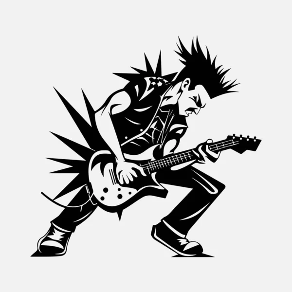 Man Guitar Rock Star Punk Musician Artist Vector Illustration — Stock Vector