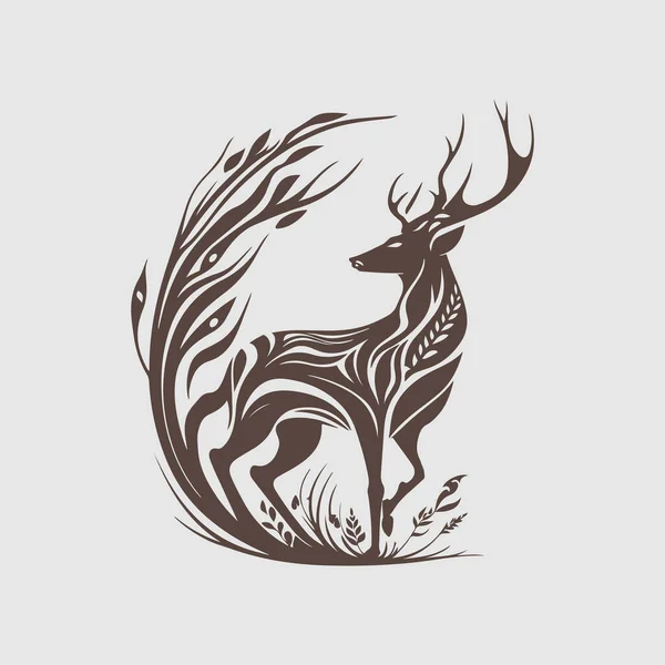 現代抽象ベクトル鹿のロゴテンプレート — ストックベクタ