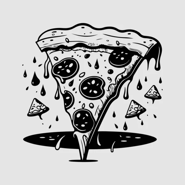 现代的矢量披萨标识模板 比萨插图 — 图库矢量图片