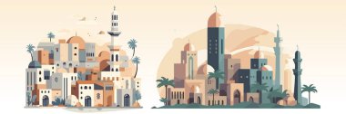 Arap şehrinin soyut düz vektör çizimi