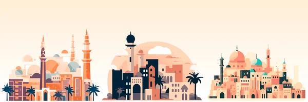 Abstrakcyjny Płaski Wektor Ilustracja Arabskiego Miasta — Wektor stockowy