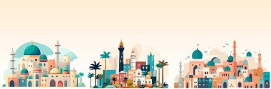Arap şehrinin soyut düz vektör çizimi