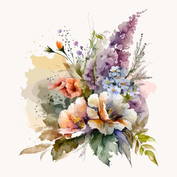 Acuarela Vector Flores Ramo Ilustración Hermosas Flores — Vector de stock