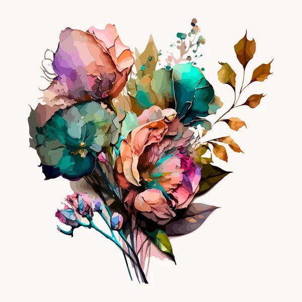 Bouquet Fleurs Vectorielles Aquarelle Illustration Belles Fleurs — Image vectorielle