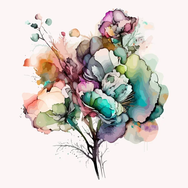 Aquarell Vektorblumen Strauß Illustration Von Schönen Blumen — Stockvektor