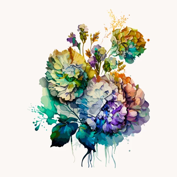 Векторні Квітки Букету Ілюстрація Гарних Квітів — стоковий вектор