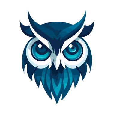 Mavi tonlu baykuşun modern soyut vektör çizimi