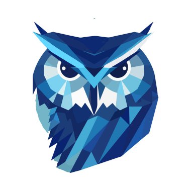 Mavi tonlu baykuşun modern soyut vektör çizimi