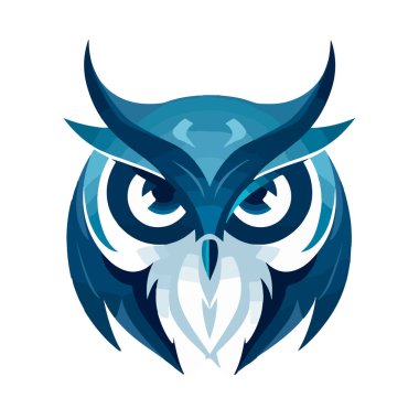 Mavi tonlu baykuşun modern soyut vektör çizimi