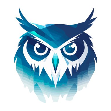 Mavi tonlu baykuşun modern soyut vektör çizimi