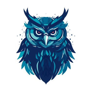 Mavi tonlu baykuşun modern soyut vektör çizimi