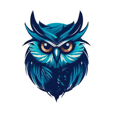 Mavi tonlu baykuşun modern soyut vektör çizimi