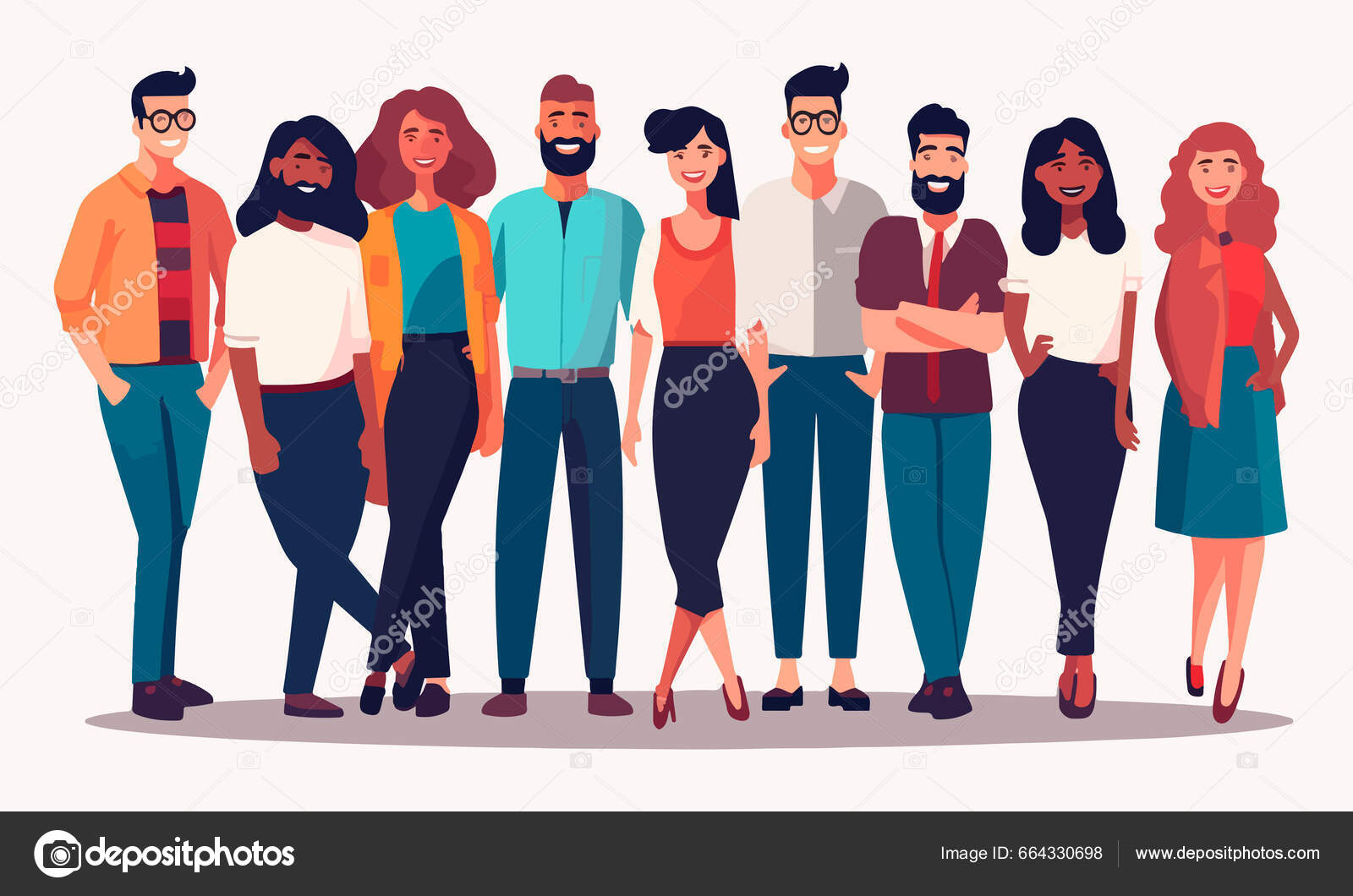 Group Young Friendly People Man Woman Professionals Vector Illustration
