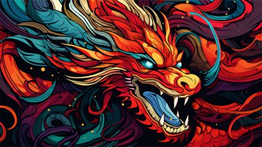 Abstract beautiful colored vector Dragon patterns. Seamless Dragon pattern background clipart