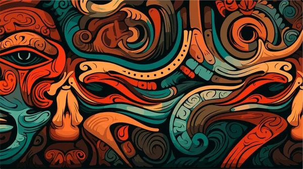 抽象漂亮的彩色矢量维京图案 古代武士的背景 — 图库矢量图片
