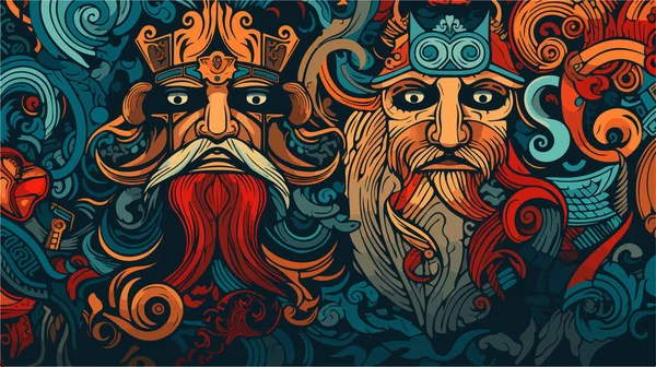 Абстрактно Красивые Разноцветные Узоры Викингов Фон Древнего Воина — стоковый вектор