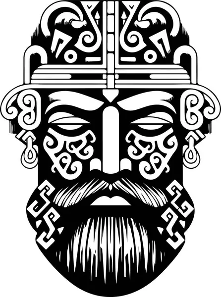 Векторні Декоративні Древні Люди Очолюють Ілюстрації Анотація Історичної Міфології Логотип — стоковий вектор
