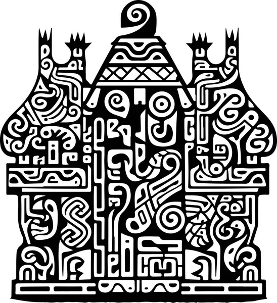 Vetor Ornamental Casa Decorativa Tradicional Ilustração Logotipo Cabine Mitologia Histórica —  Vetores de Stock