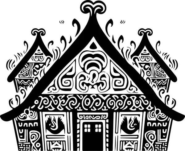 Vector Ornamental Traditional Decorative House Illustration Abstract Historical Mythology Cabin — Stock Vector