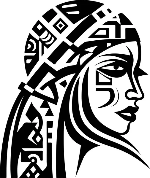 Ilustración Cabeza Mujer Antigua Ornamental Decorativa Vectorial Mitología Histórica Abstracta — Archivo Imágenes Vectoriales
