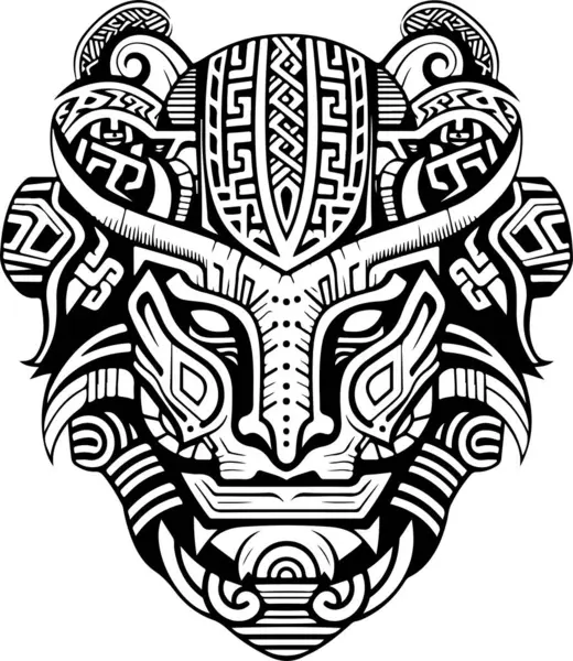 Vector Ornamental Lobo Antiguo Ilustración Cabeza Perro Logotipo Cabeza Lobo — Archivo Imágenes Vectoriales