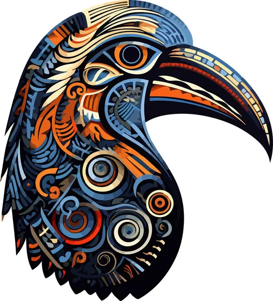 Vector Ornamental Ancient Raven Crow Illustration Abstract Historical Mythology Bird — Stock Vector