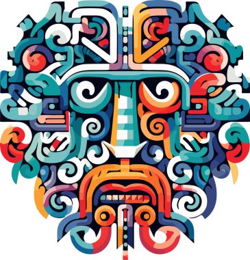 Vektör süslemeli eski kurt, köpek kafası çizimi. Soyut tarihi mitoloji köpeği ya da kurt başı logosu. Parmak izi veya dövme için iyi..