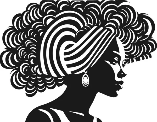 Абстрактный Векторный Рисунок Лица Африканской Женщины Черно Белая Раскраска Портрета — стоковый вектор