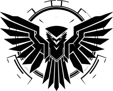 Soyut şahinin modern katı logo şablonu, kanatlı kartal şekli. Baskı, poster ya da logo için kartalın vektör illüstrasyonu.