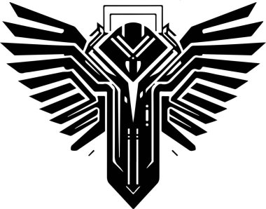 Soyut şahinin modern katı logo şablonu, kanatlı kartal şekli. Baskı, poster ya da logo için kartalın vektör illüstrasyonu.