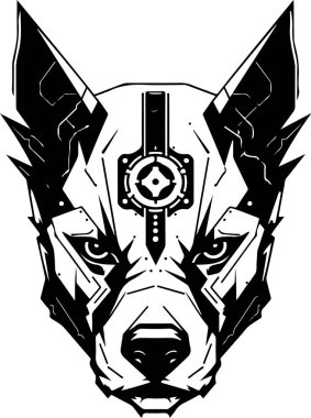 Soyut köpeğin modern katı logo şablonu, kurt kafa. Yazı, poster ya da logo için kurt ya da köpeğin vektör çizimi.